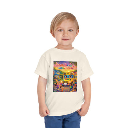 Lani™ Toddler Short Sleeve Tee – "Safe Rides, Happy Hearts" Graphic