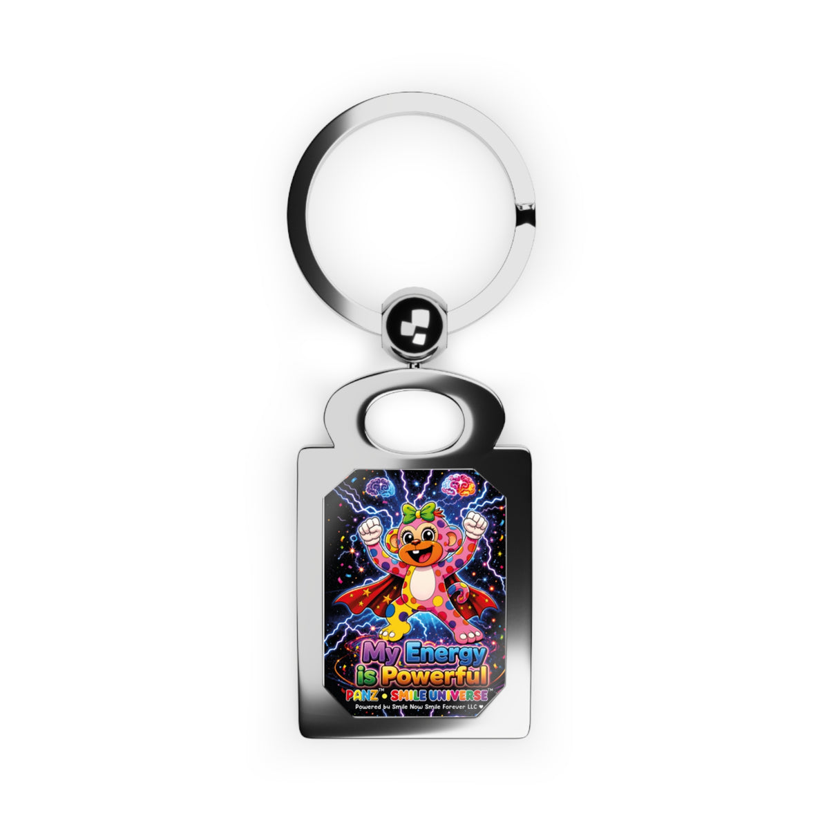 Panz™ Rectangle Photo Keyring – "My Energy is Powerful" Graphic Keychain | Smile Universe Collection