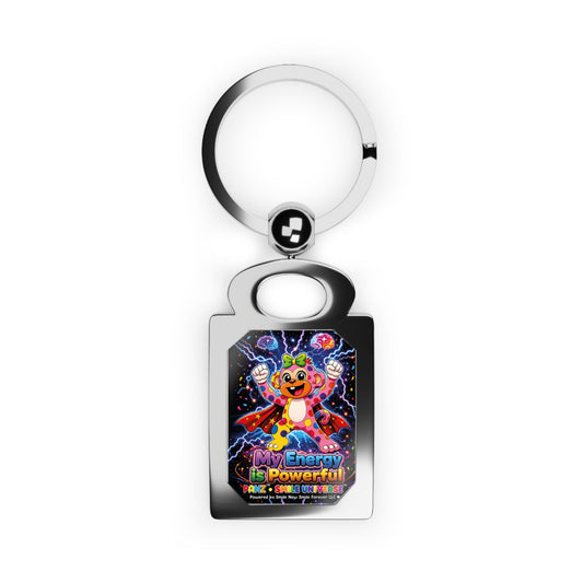 Panz™ Rectangle Photo Keyring – "My Energy is Powerful" Graphic Keychain | Smile Universe Collection