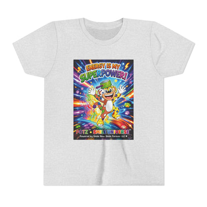 Potz™ Youth Short Sleeve Tee – "Energy is My Superpower!" Graphic Tee | Smile Universe Collection