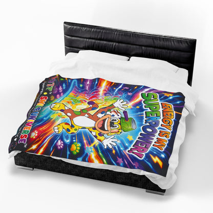 Potz™ Velveteen Plush Blanket – "Energy is My Superpower!" Graphic Throw | Smile Universe Collection