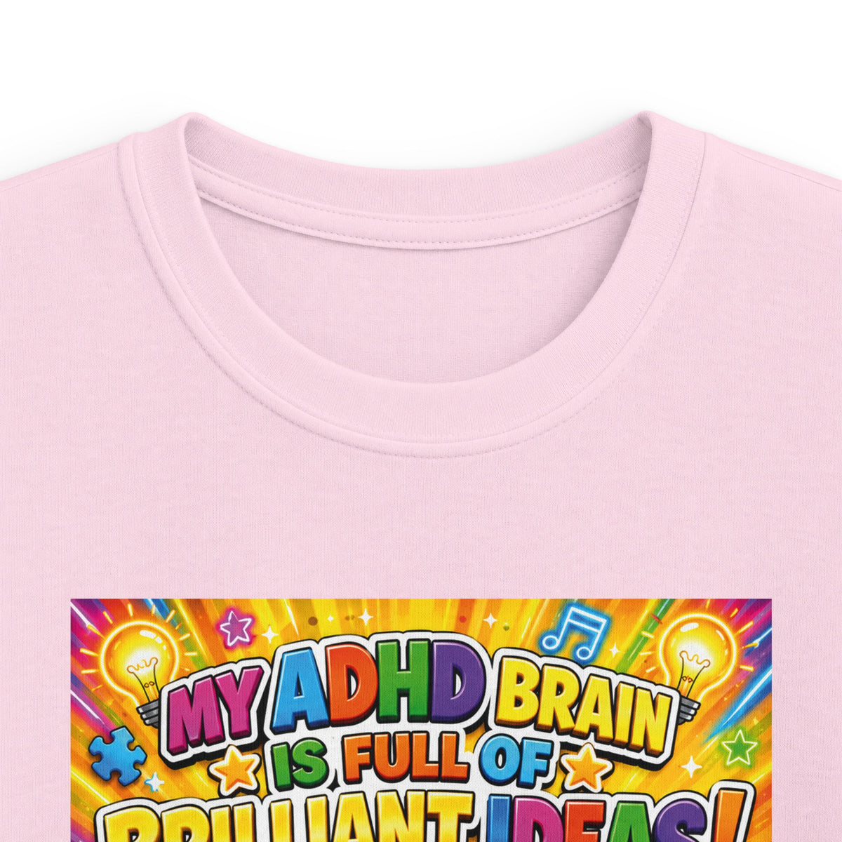 Potz™ Kids Softstyle Tee – "My ADHD Brain is Full of Brilliant Ideas!" Graphic Tee | Smile Universe Collection