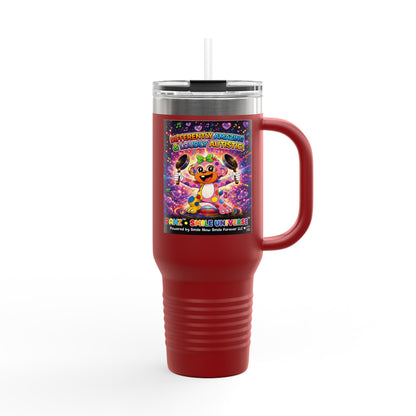 Panz™ 40oz Insulated Travel Mug – "Differently Amazing & Loudly Autistic!" Graphic | Smile Universe Collection