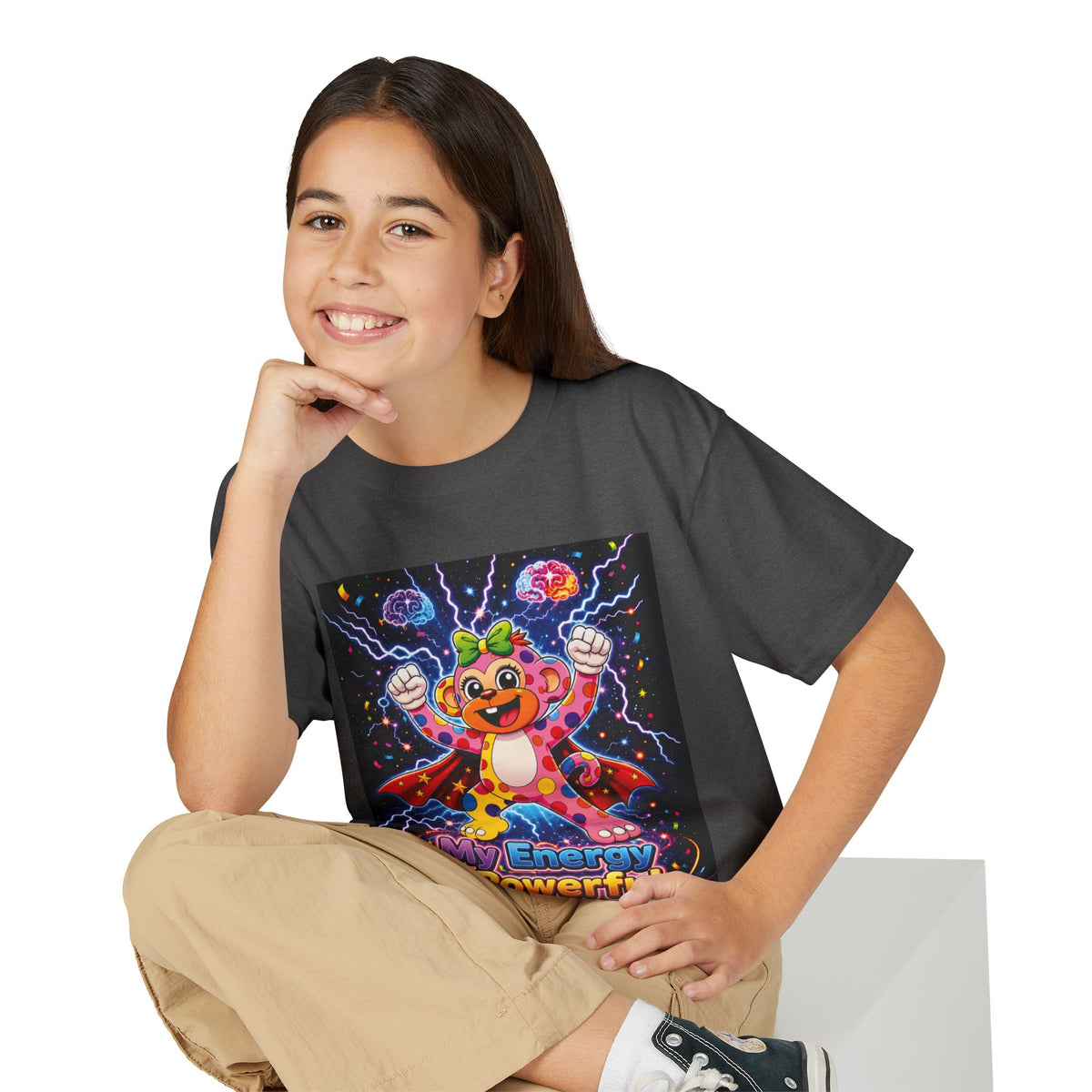 Panz™ Youth DryBlend® T-Shirt – "My Energy is Powerful" Graphic Tee | Smile Universe Collection