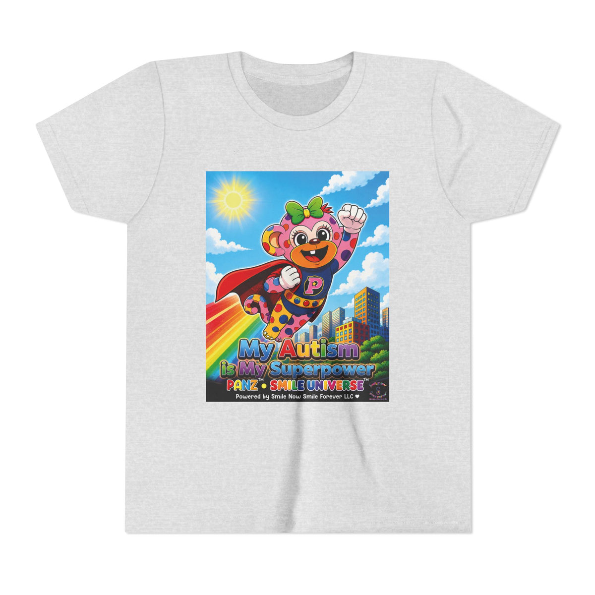 Panz™ Youth Short Sleeve Tee – "My Autism is My Superpower" Graphic | Smile Universe Collection