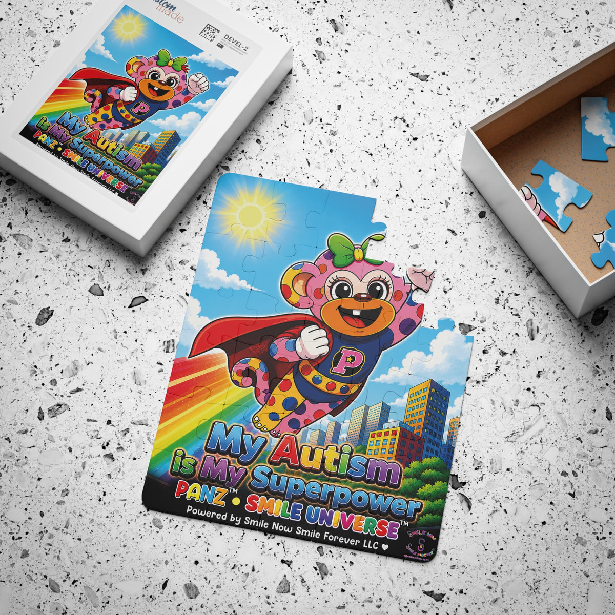 Panz™ Kids' Puzzle, 30-Piece – "My Autism is My Superpower" Graphic | Smile Universe Collection