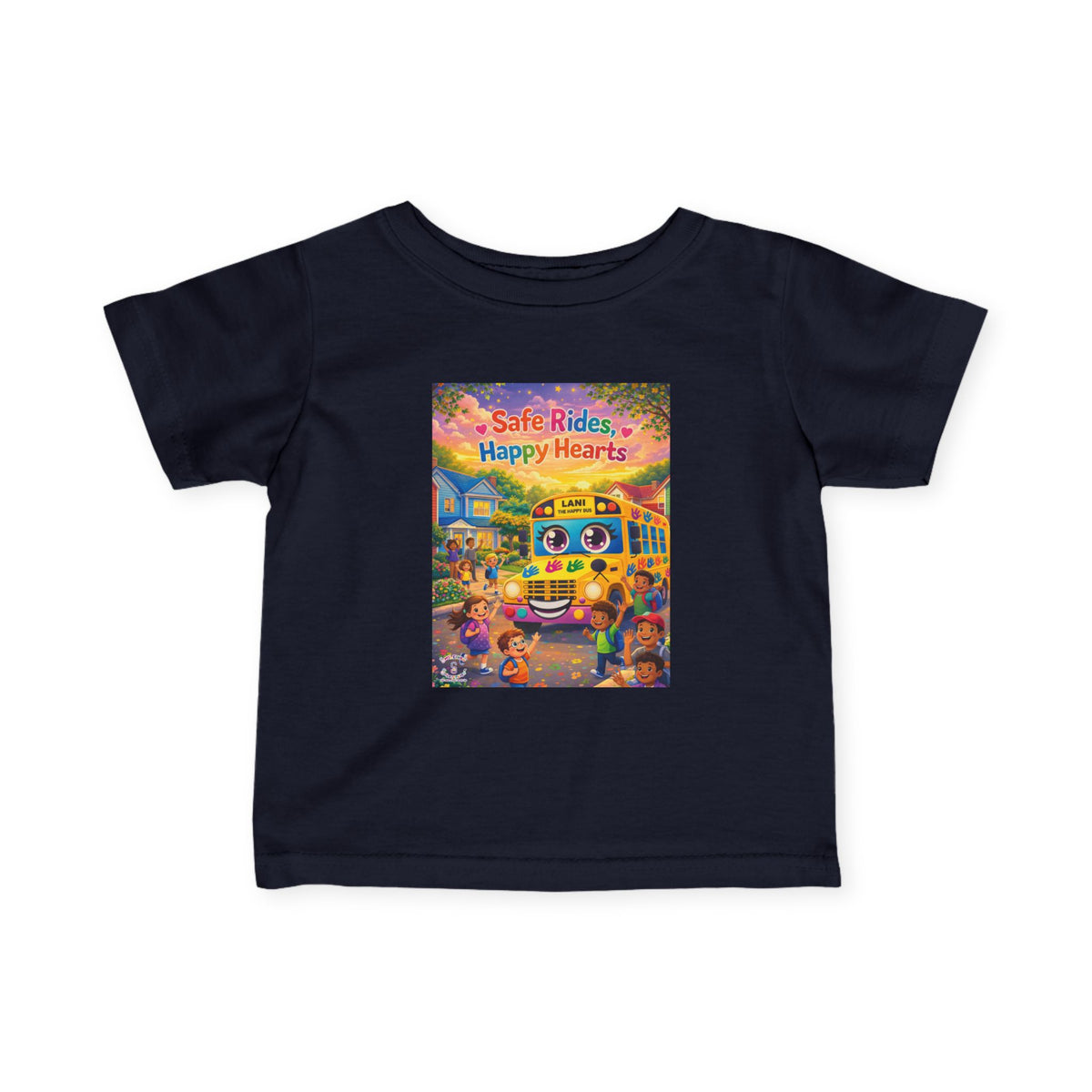 Lani™ Infant Fine Jersey Tee – "Safe Rides, Happy Hearts" Graphic