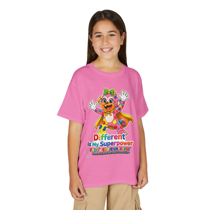 Panz™ Youth DryBlend® T-Shirt – "Different is My Superpower" Graphic | Smile Universe Collection
