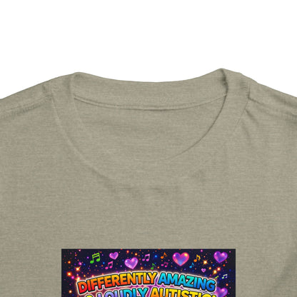 Panz™ Toddler Short Sleeve Tee – "Differently Amazing & Loudly Autistic!" Graphic | Smile Universe Collection