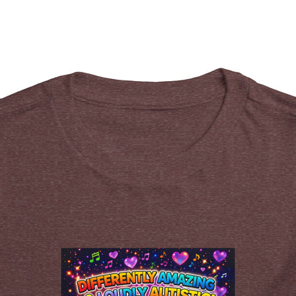 Panz™ Toddler Short Sleeve Tee – "Differently Amazing & Loudly Autistic!" Graphic | Smile Universe Collection