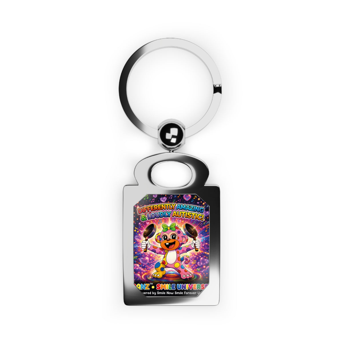 Panz™ Rectangle Photo Keyring – "Differently Amazing & Loudly Autistic!" Graphic | Smile Universe Collection