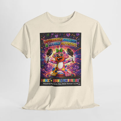 Panz™ Unisex Heavy Cotton™ Tee – "Differently Amazing & Loudly Autistic!" Graphic | Smile Universe Collection