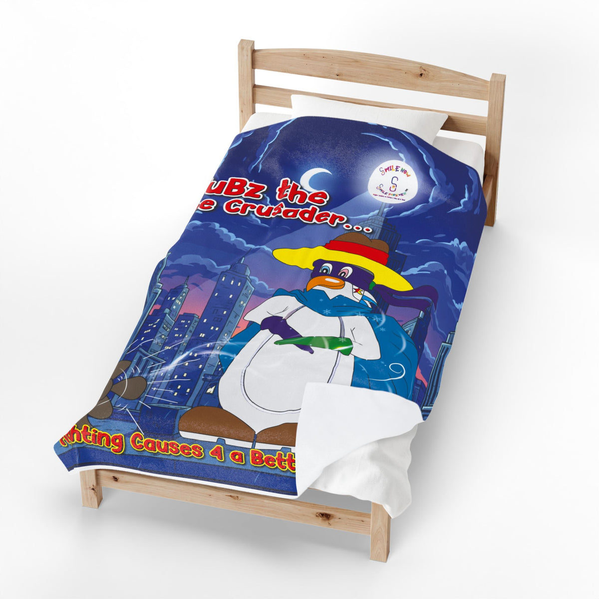 TuBz™ Velveteen Plush Blanket – "Fighting Causes 4 a Better Tomorrow" Graphic | Smile Universe Collection