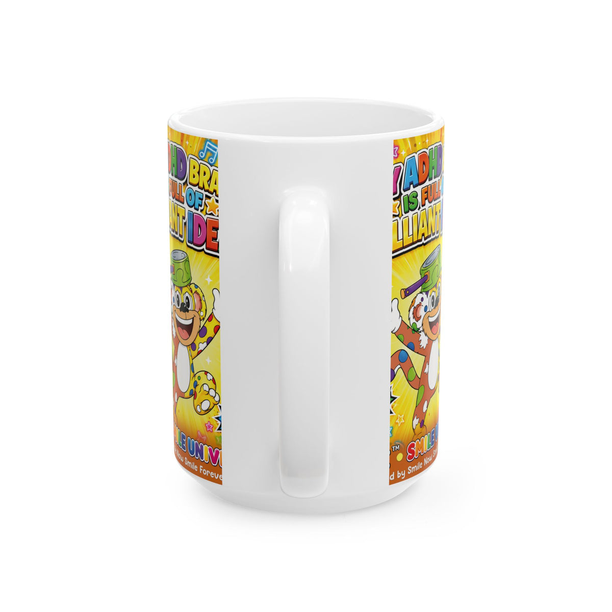 Potz™ Ceramic Mug – "My ADHD Brain is Full of Brilliant Ideas!" Graphic Coffee Mug | Smile Universe Collection