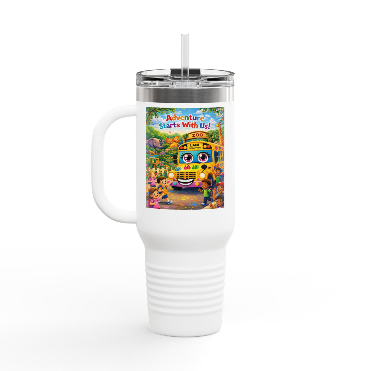 Lani™ 40oz Insulated Travel Mug – "Adventure Starts With Us!" Graphic
