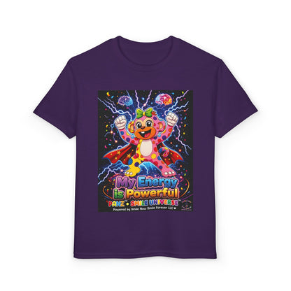 Panz™ Youth DryBlend® T-Shirt – "My Energy is Powerful" Graphic Tee | Smile Universe Collection
