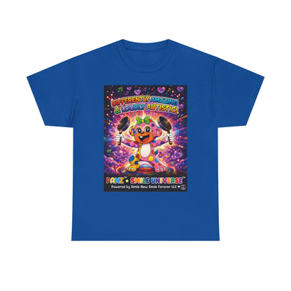 Panz™ Unisex Heavy Cotton™ Tee – "Differently Amazing & Loudly Autistic!" Graphic | Smile Universe Collection