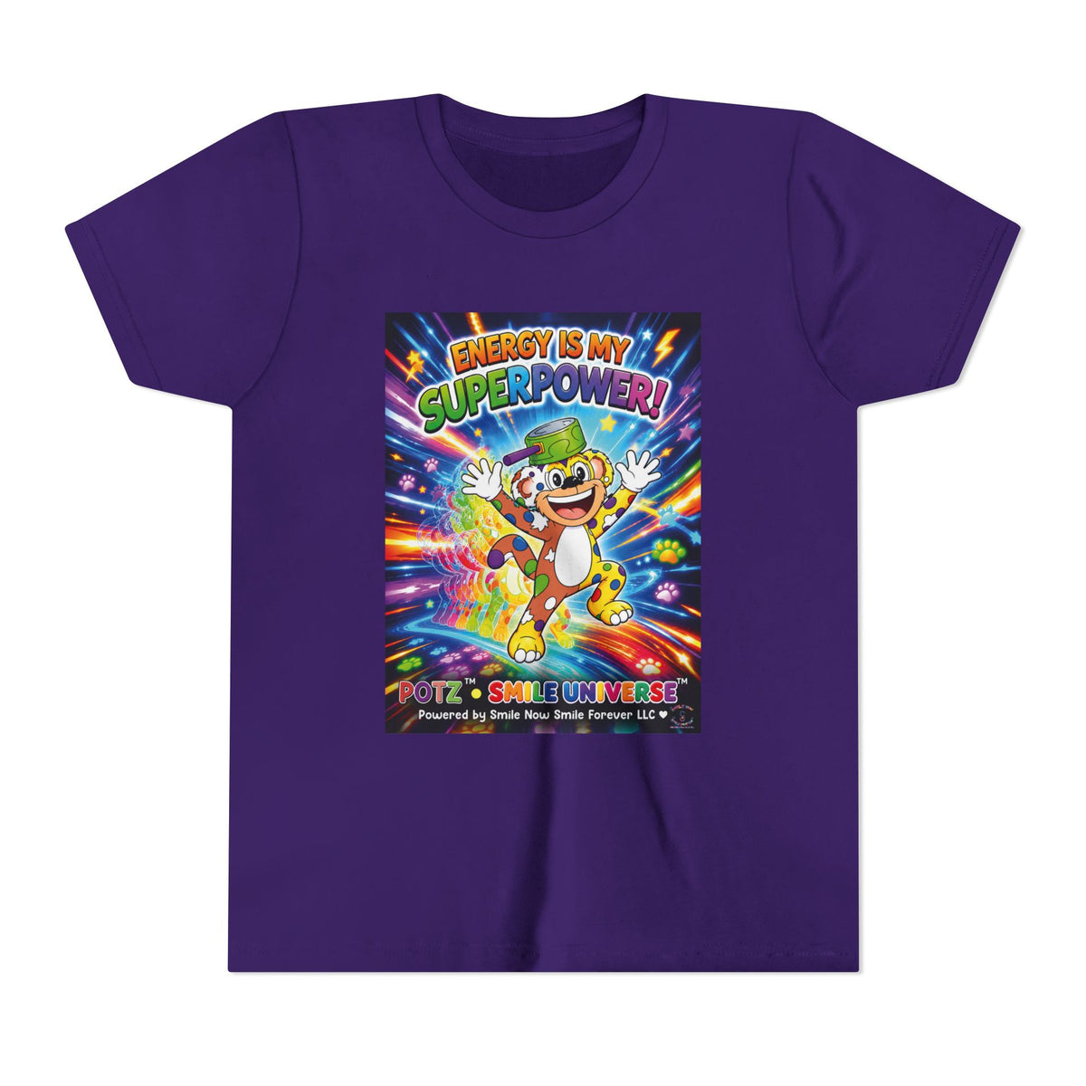 Potz™ Youth Short Sleeve Tee – "Energy is My Superpower!" Graphic Tee | Smile Universe Collection