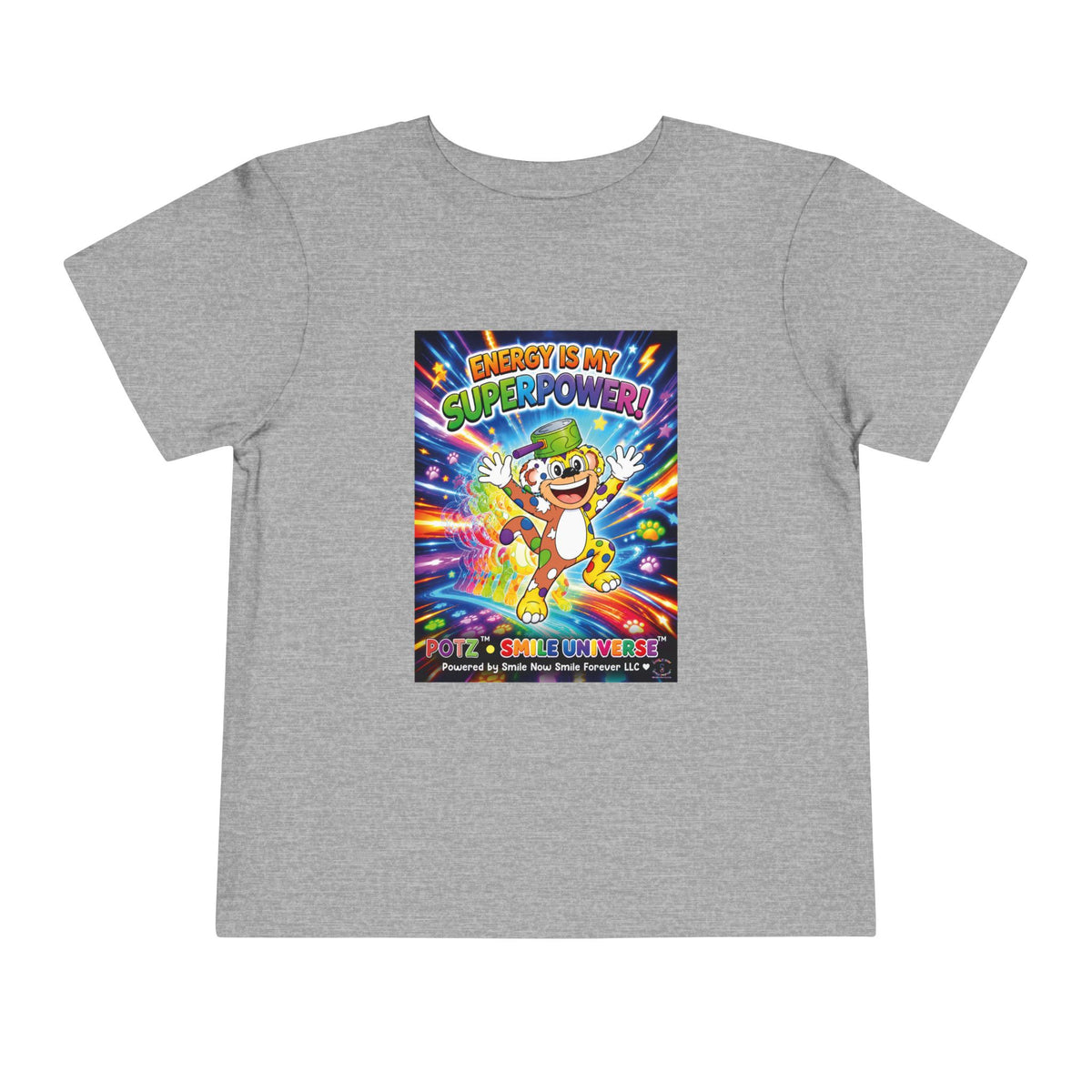Potz™ Toddler Short Sleeve Tee – "Energy is My Superpower!" Graphic Tee | Smile Universe Collection