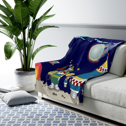 TuBz™ Sherpa Fleece Blanket – "Houston, No Problem Here!" Graphic | Smile Universe Collection