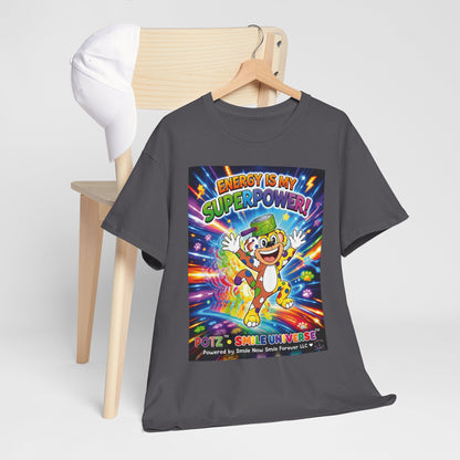 Potz™ Unisex Heavy Cotton™ Tee – "Energy is My Superpower!" Graphic Tee | Smile Universe Collection