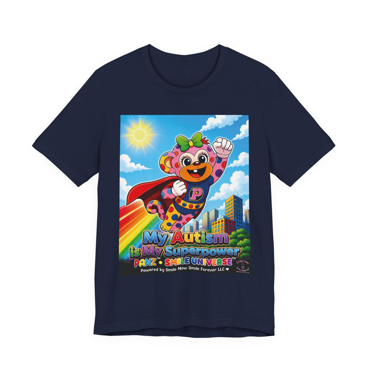 Panz™ Unisex Jersey Short Sleeve Tee – "My Autism is My Superpower" Graphic | Smile Universe Collection