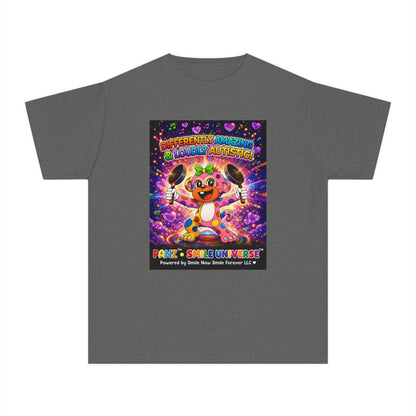 Panz™ Youth Midweight Tee – "Differently Amazing & Loudly Autistic!" Graphic | Smile Universe Collection