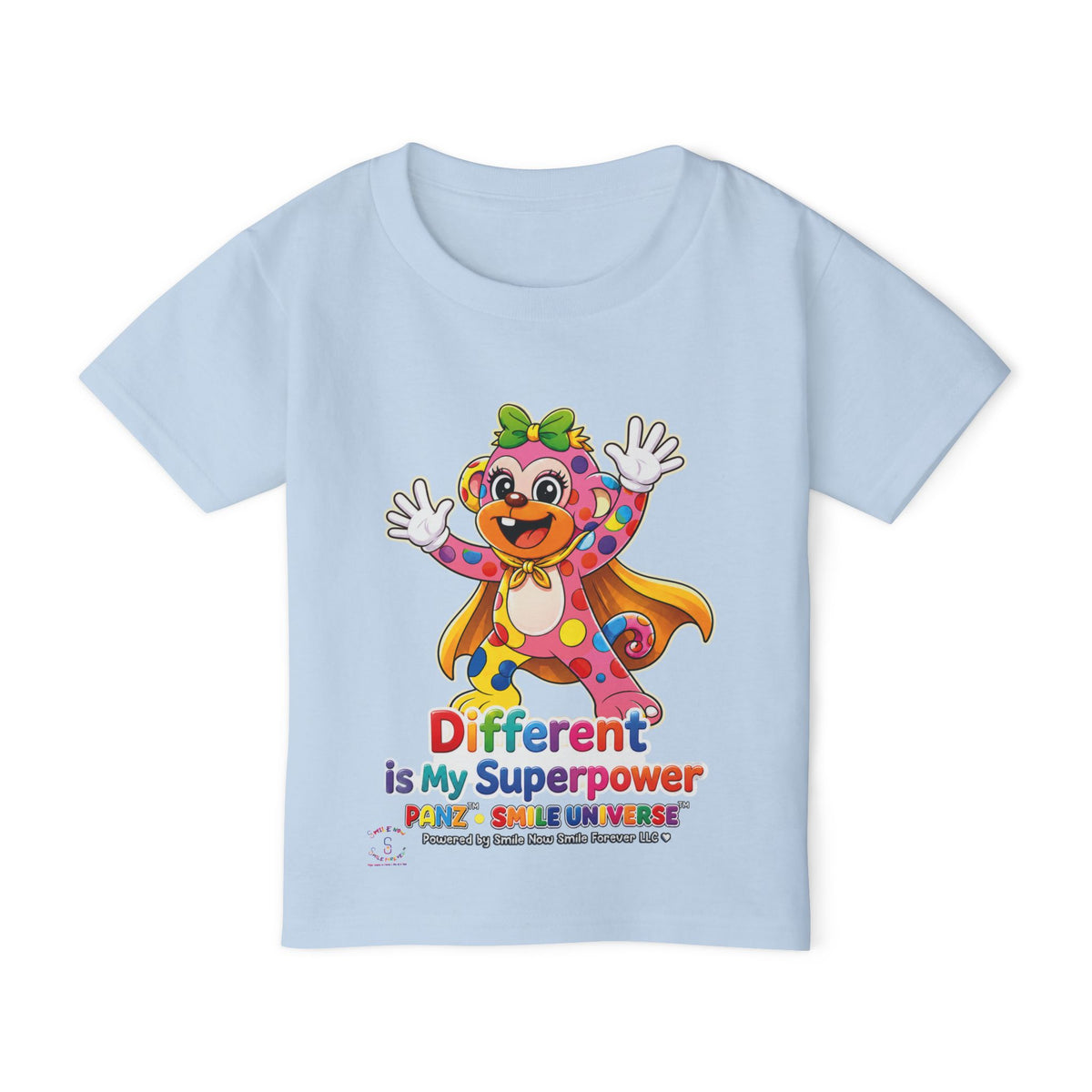 Panz™ Heavy Cotton™ Toddler T-Shirt – "Different is My Superpower" Graphic | Smile Universe Collection