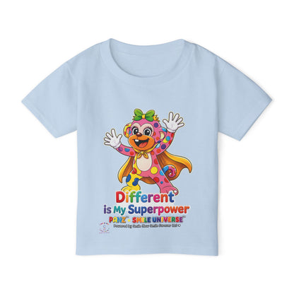 Panz™ Heavy Cotton™ Toddler T-Shirt – "Different is My Superpower" Graphic | Smile Universe Collection
