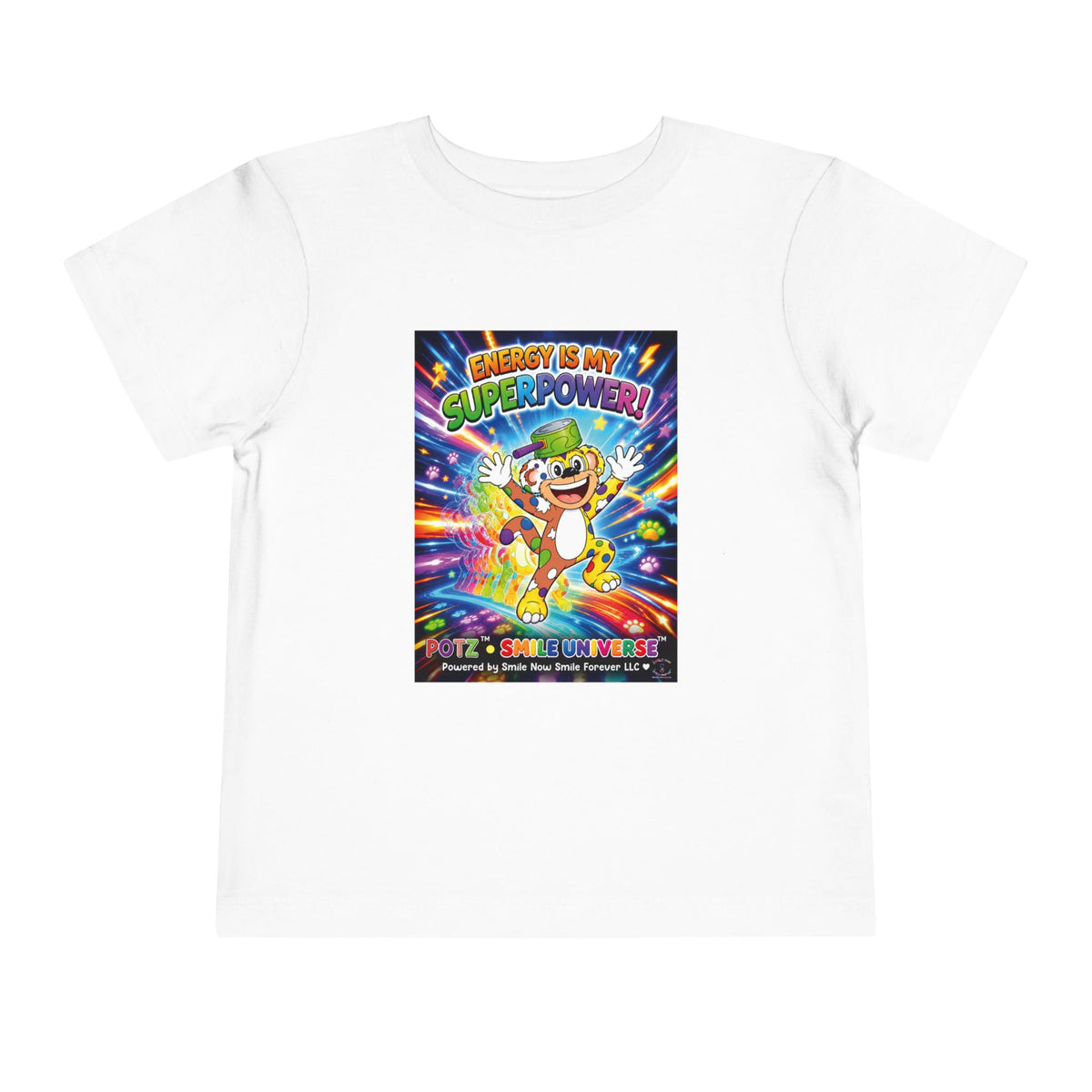 Potz™ Toddler Short Sleeve Tee – "Energy is My Superpower!" Graphic Tee | Smile Universe Collection