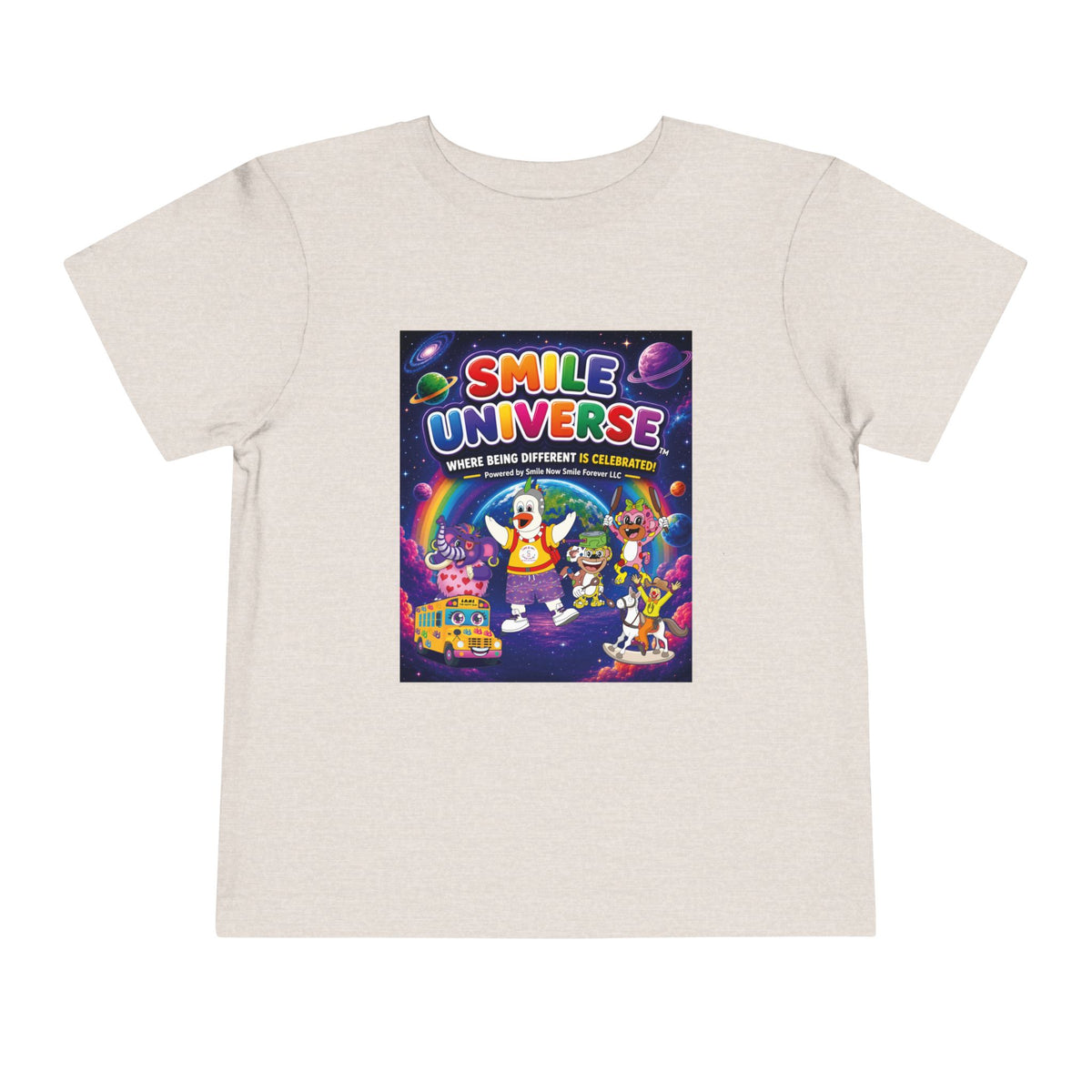 Smile Universe™ Toddler Short Sleeve Tee – "Where Being Different is CELEBRATED!" Graphic