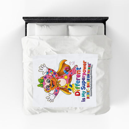 Panz™ Velveteen Plush Blanket – "Different is My Superpower" Graphic | Smile Universe Collection