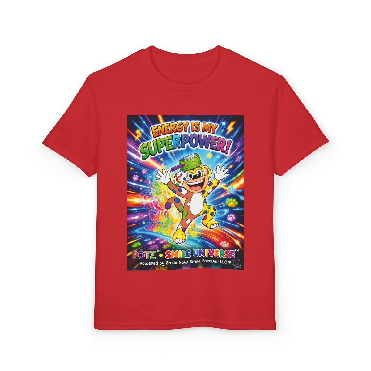 Potz™ Youth DryBlend® T-Shirt – "Energy is My Superpower!" Graphic Tee | Smile Universe Collection