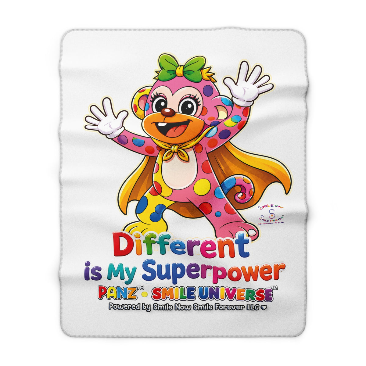 Panz™ Sherpa Fleece Blanket – "Different is My Superpower" Graphic | Smile Universe Collection
