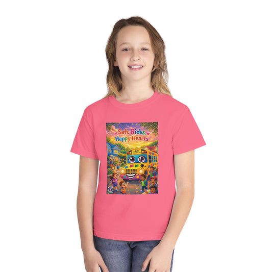 Lani™ Youth Midweight Tee – "Safe Rides, Happy Hearts" Graphic