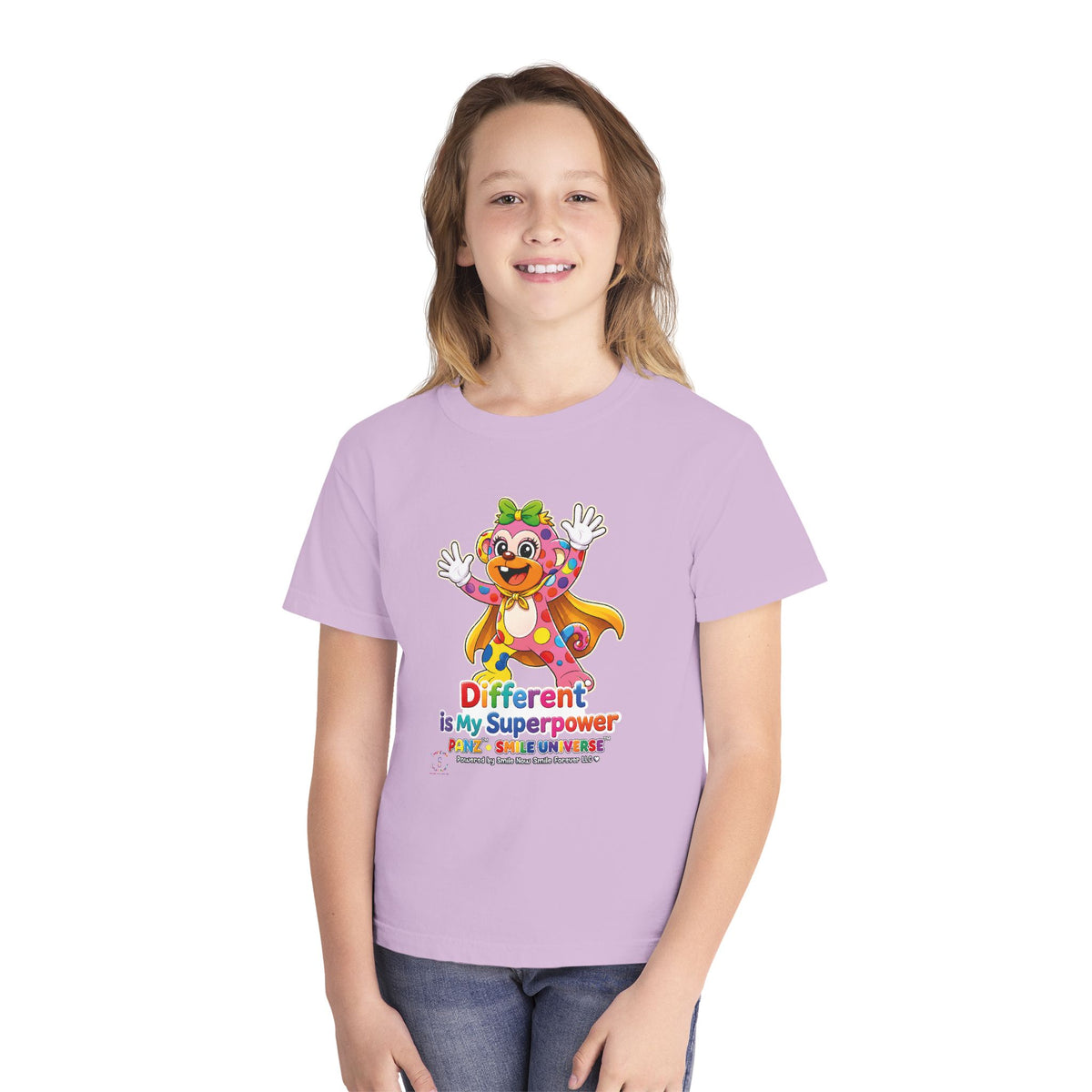Panz™ Youth Midweight Tee – "Different is My Superpower" Graphic | Smile Universe Collection