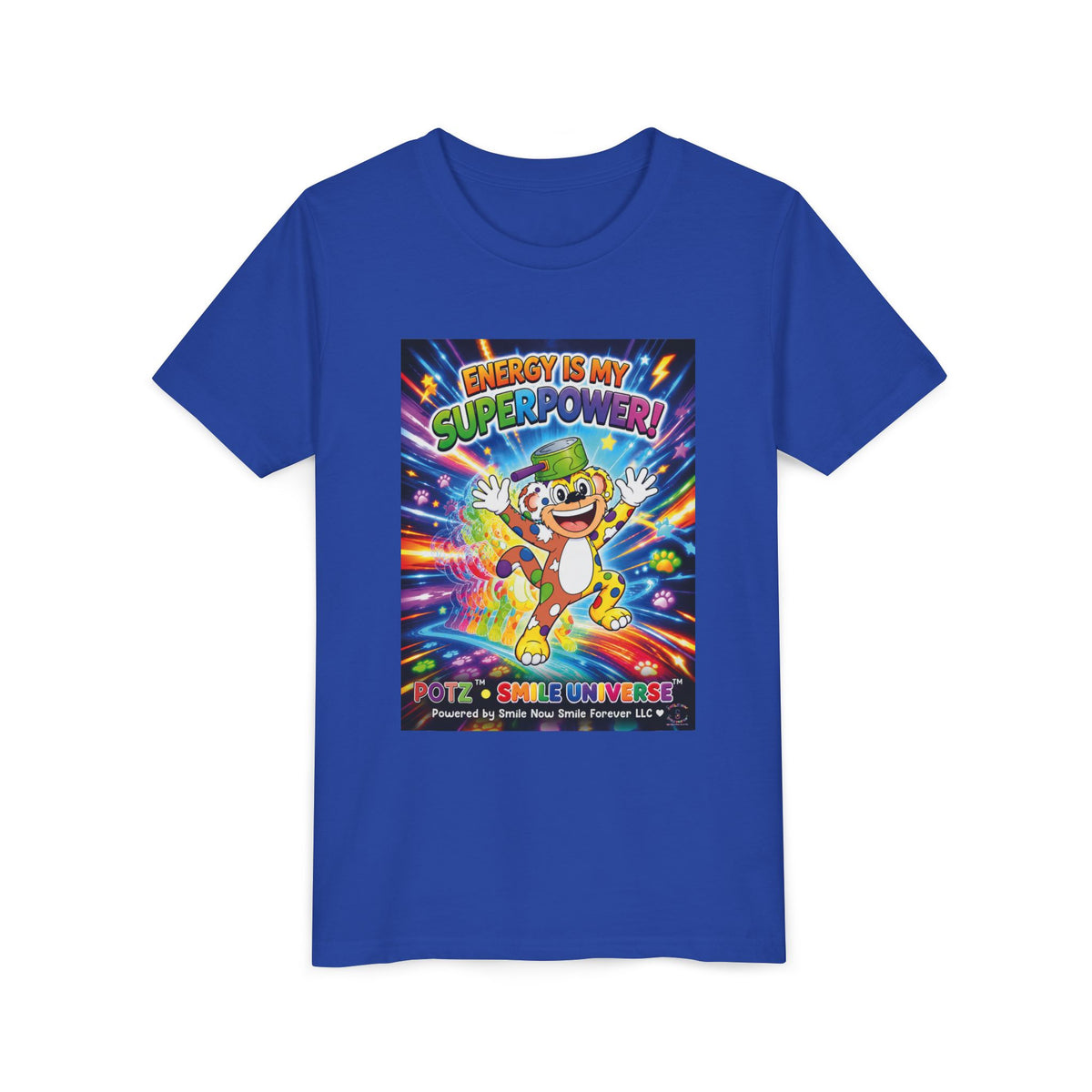 Potz™ Youth Short Sleeve Tee – "Energy is My Superpower!" Graphic Tee | Smile Universe Collection