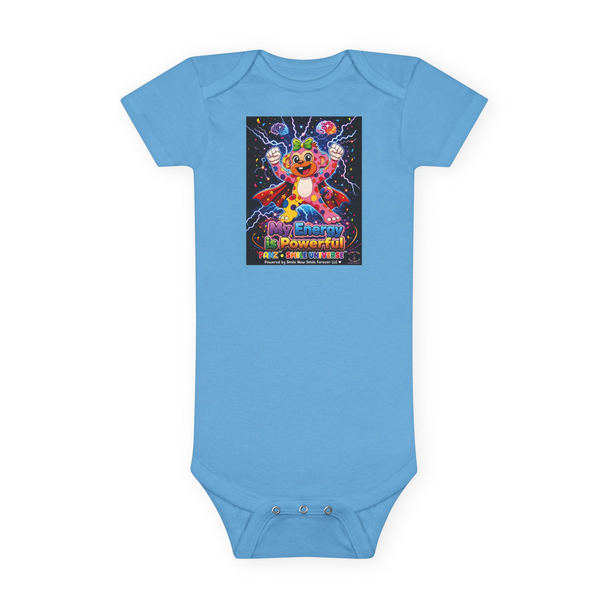 Panz™ Baby Short Sleeve Onesie® – "My Energy is Powerful" Graphic Bodysuit | Smile Universe Collection