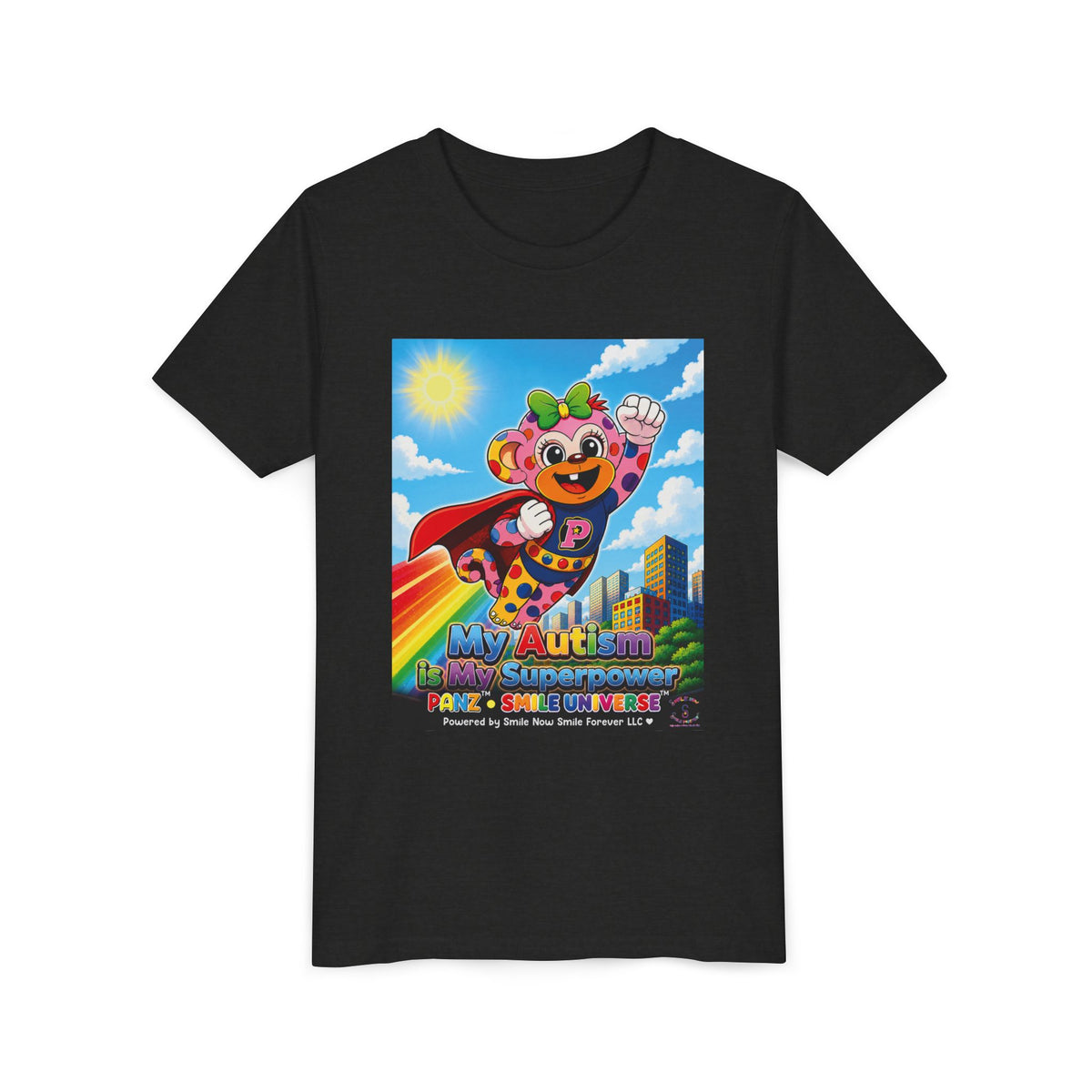 Panz™ Youth Short Sleeve Tee – "My Autism is My Superpower" Graphic | Smile Universe Collection