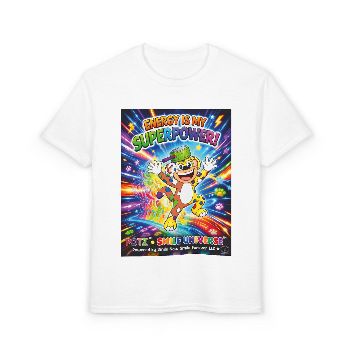 Potz™ Youth DryBlend® T-Shirt – "Energy is My Superpower!" Graphic Tee | Smile Universe Collection