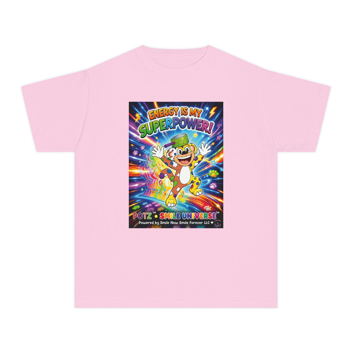 Potz™ Youth Midweight Tee – "Energy is My Superpower!" Graphic Tee | Smile Universe Collection