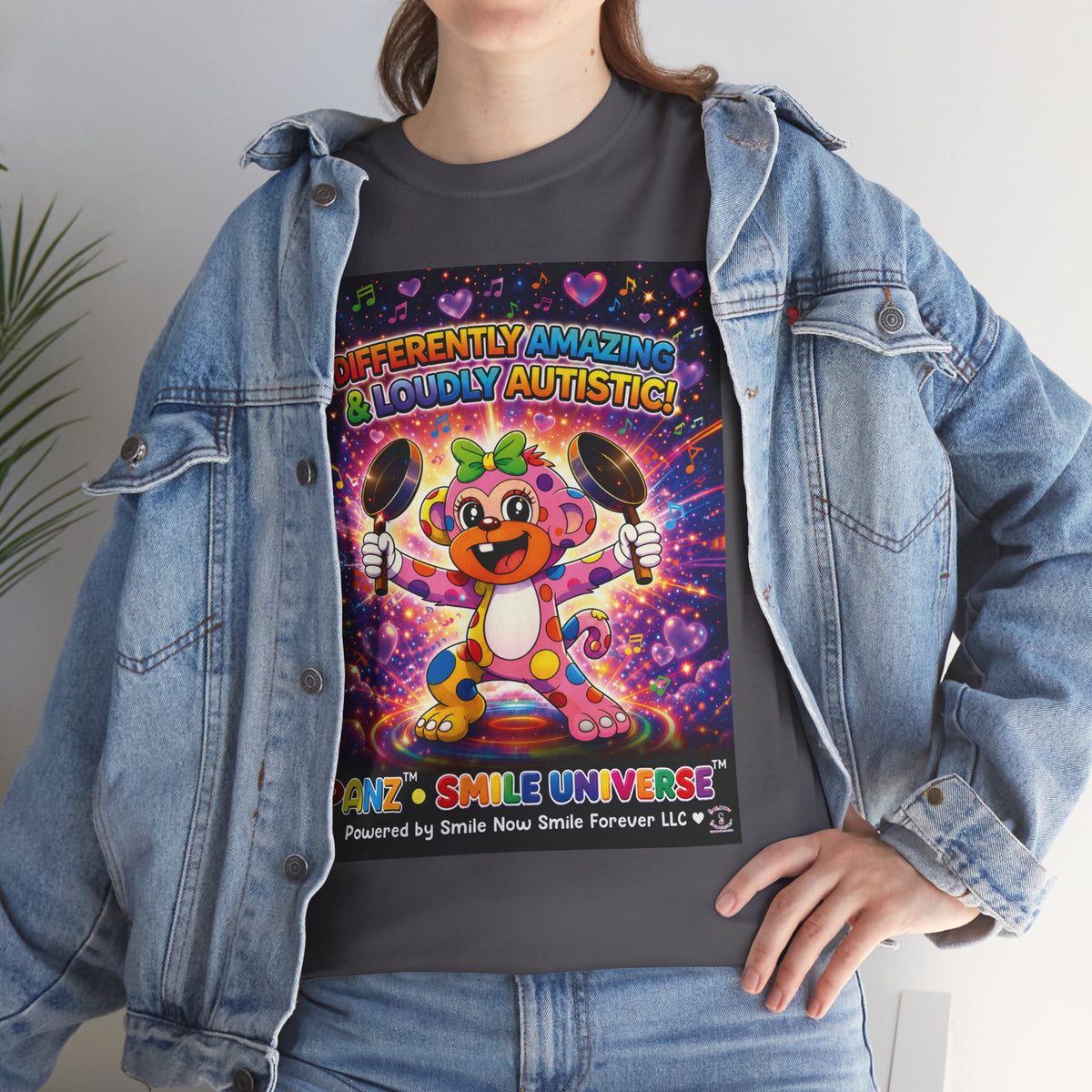 Panz™ Unisex Heavy Cotton™ Tee – "Differently Amazing & Loudly Autistic!" Graphic | Smile Universe Collection