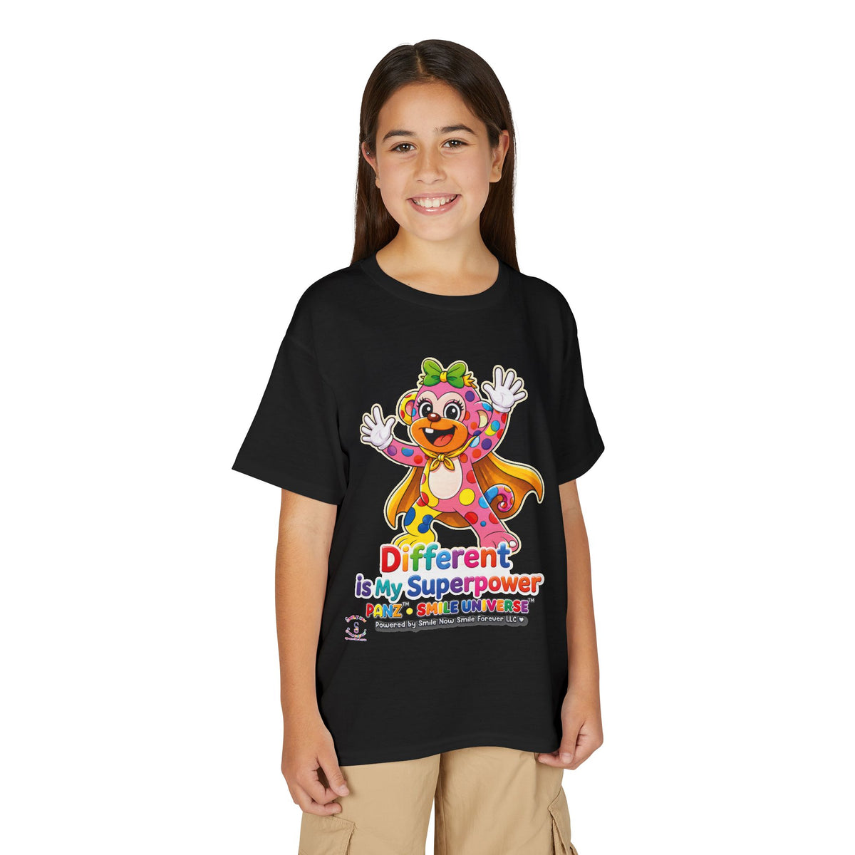 Panz™ Youth DryBlend® T-Shirt – "Different is My Superpower" Graphic | Smile Universe Collection
