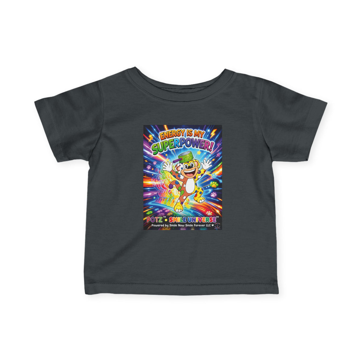 Potz™ Infant Fine Jersey Tee – "Energy is My Superpower!" Graphic Tee | Smile Universe Collection