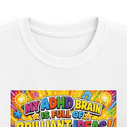 Potz™ Kids Softstyle Tee – "My ADHD Brain is Full of Brilliant Ideas!" Graphic Tee | Smile Universe Collection