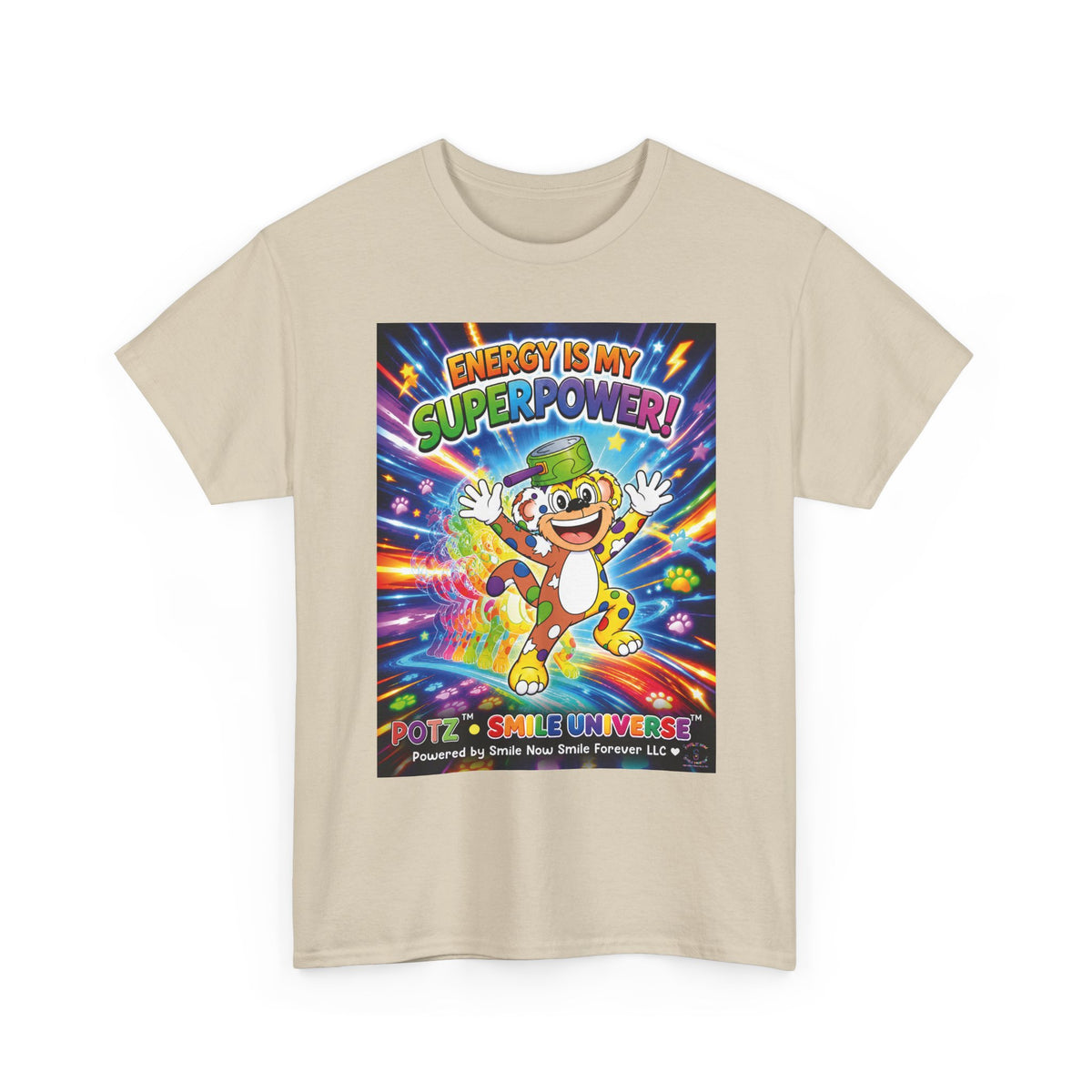 Potz™ Unisex Heavy Cotton™ Tee – "Energy is My Superpower!" Graphic Tee | Smile Universe Collection