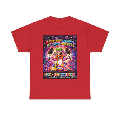 Panz™ Unisex Heavy Cotton™ Tee – "Differently Amazing & Loudly Autistic!" Graphic | Smile Universe Collection