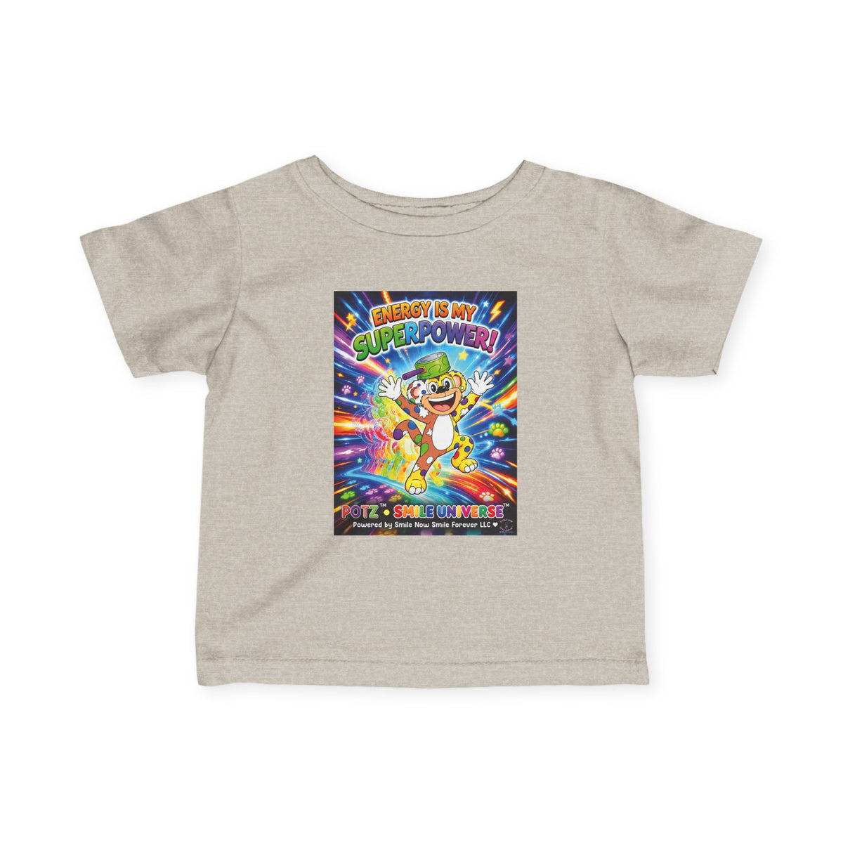 Potz™ Infant Fine Jersey Tee – "Energy is My Superpower!" Graphic Tee | Smile Universe Collection