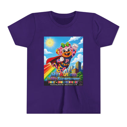 Panz™ Youth Short Sleeve Tee – "My Autism is My Superpower" Graphic | Smile Universe Collection
