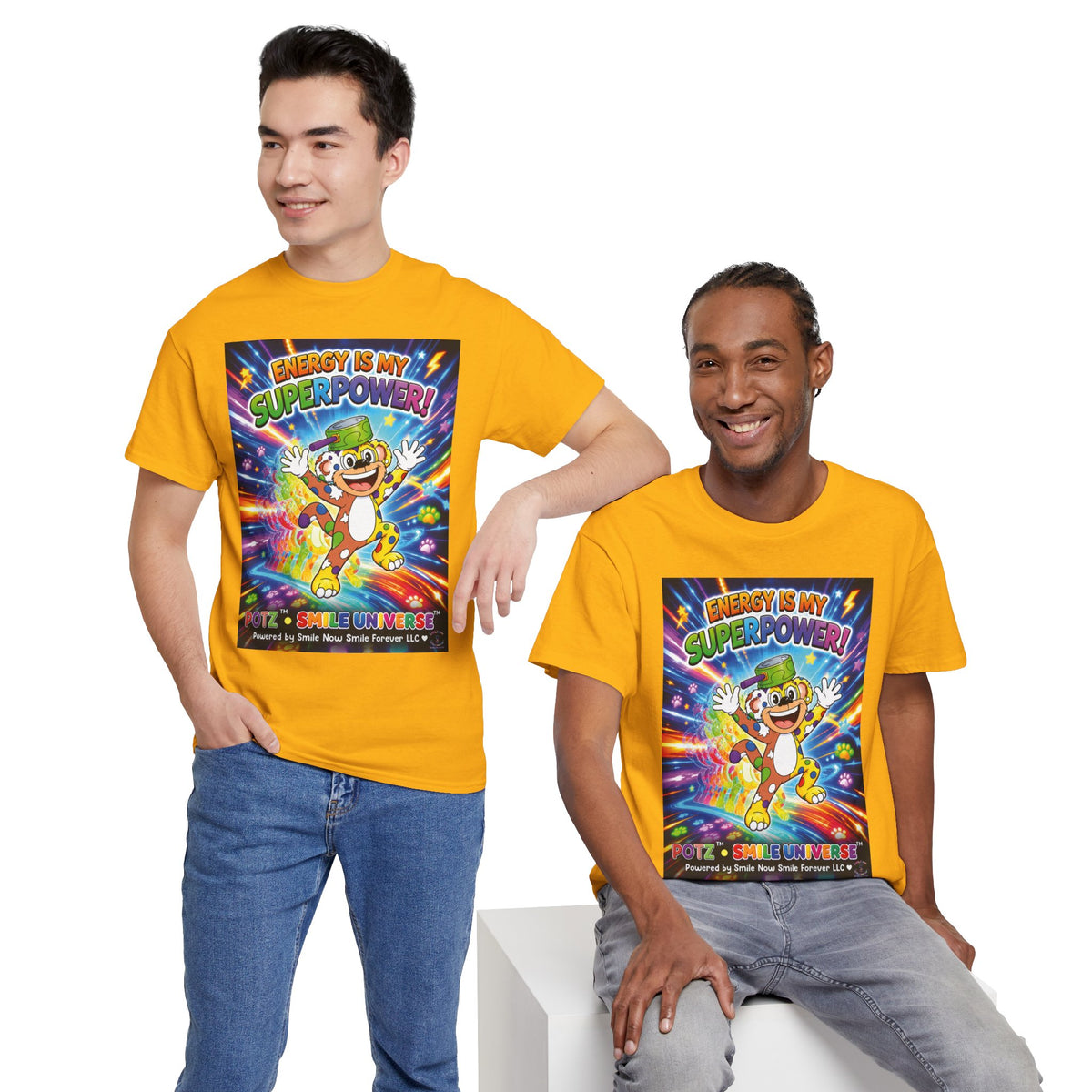 Potz™ Unisex Heavy Cotton™ Tee – "Energy is My Superpower!" Graphic Tee | Smile Universe Collection